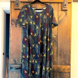 Lularoe Carly Peacock Feather Leggings Material 2XL